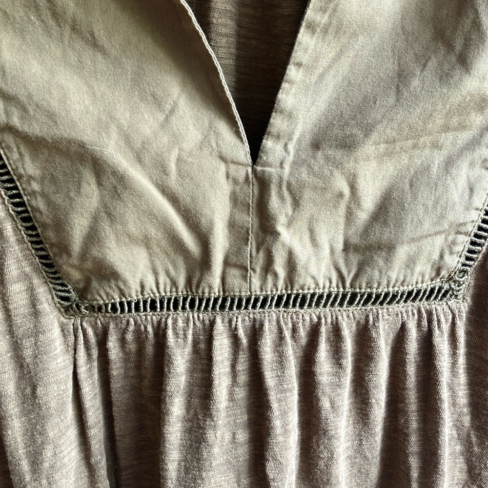 Old Navy Tunic Top Size M Green Cuffed Sleeves Embroidered Bib Collar Modal Boho - Picture 4 of 9